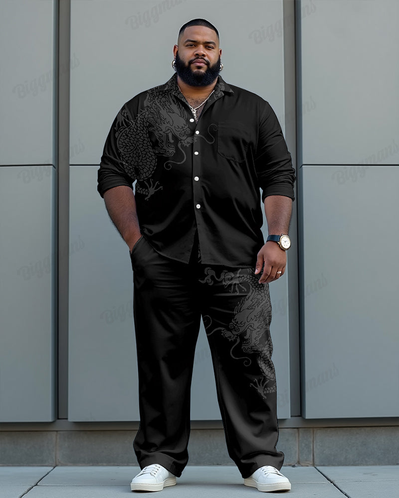 Big & Tall Business Casual Streetwear Two-piece Set for big men view 4