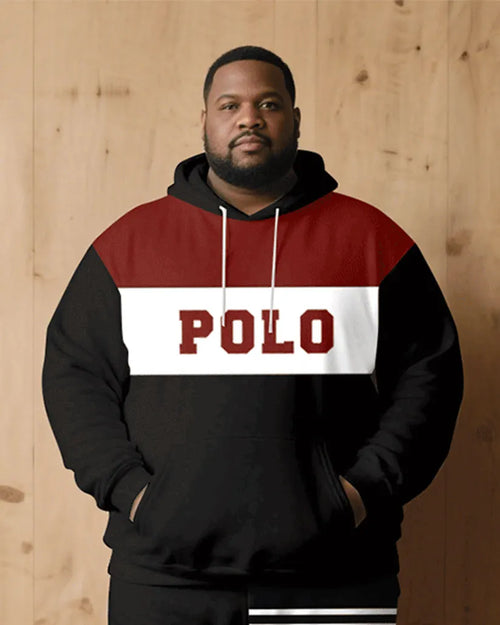 Big & Tall Black White Hoodie Sweatpants Set for big men view 2