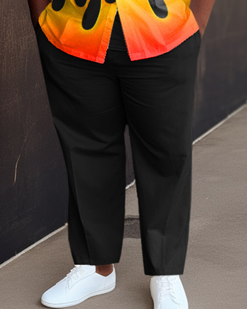 Big & Tall Black Gradient Shirt Shorts Set for big men view 3