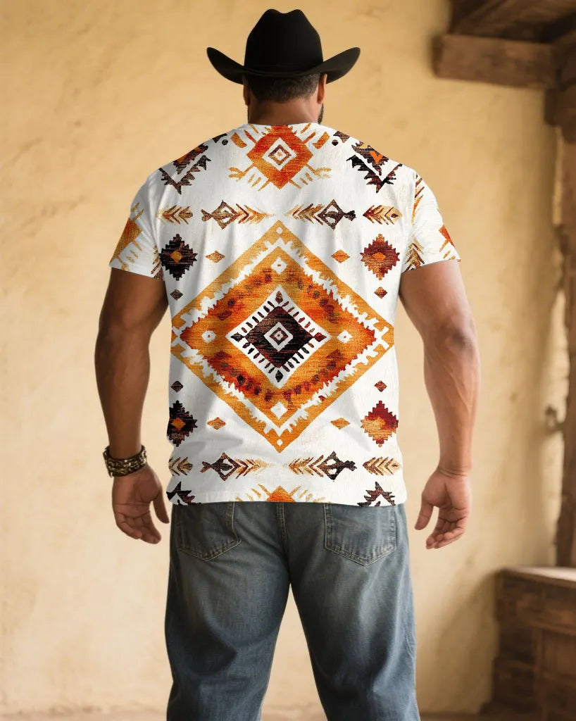 Big & Tall White Western Denim T-Shirt for big men view 2
