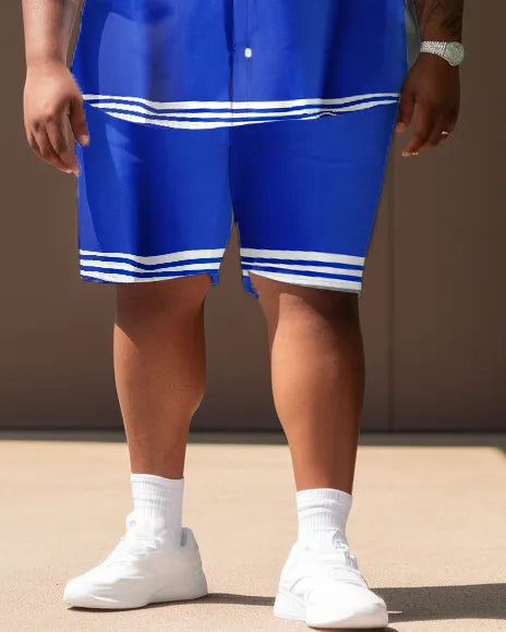 Big & Tall Graphic Shirt Shorts Set for big men view 3