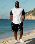 Big & Tall Colorblock Streetwear T-Shirt Shorts Set for big men view 2