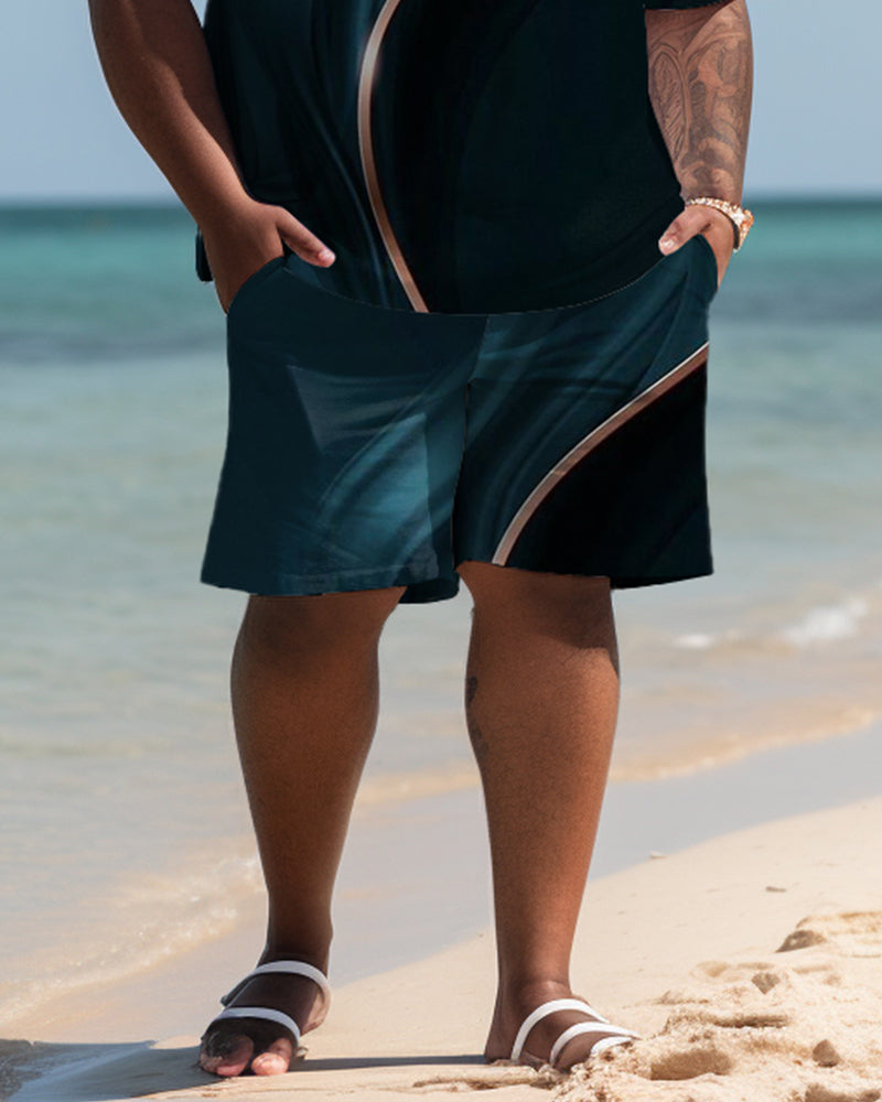 Big & Tall Hawaiian T-Shirt Shorts Set for big men view 3