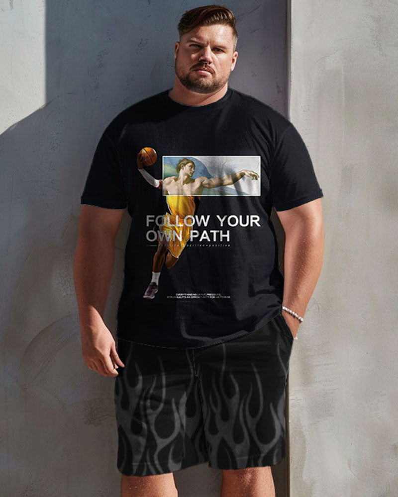 Big & Tall Graphic T-Shirt Shorts Set for big men view 1