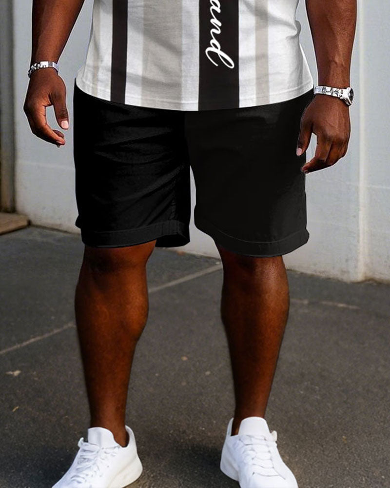 Big & Tall Colorblock T-Shirt Shorts Set for big men view 3