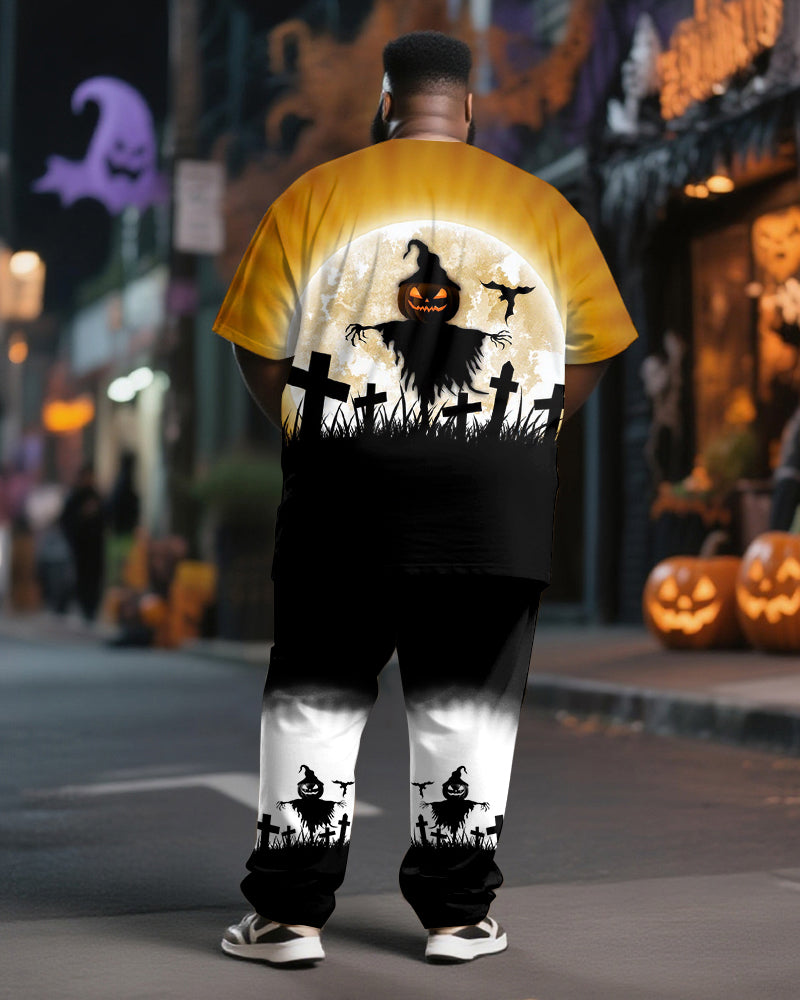 Big & Tall Gradient Graphic T-Shirt Pants Set for big men view 4