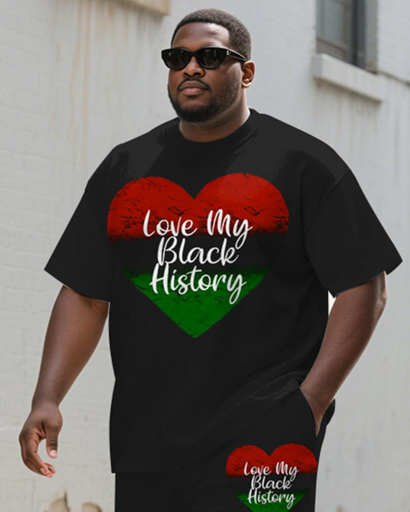 Big & Tall Juneteenth Graphic T-Shirt Shorts Set for big men view 1