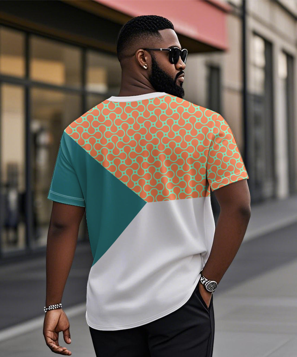 Big & Tall Orange Geometric Graphic T-Shirt for big men view 2