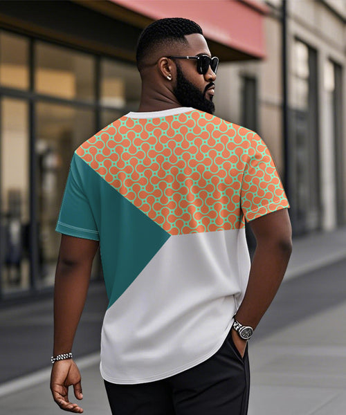 Big & Tall Orange Geometric Graphic T-Shirt for big men view 2