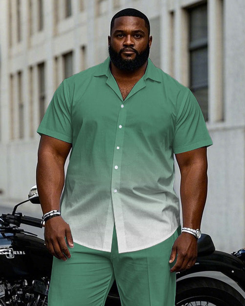 Big & Tall Green Gradient T-Shirt Pants Set for big men view 2