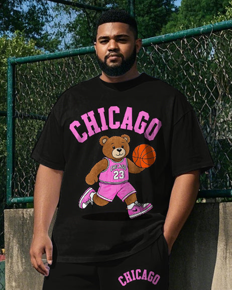 Big & Tall Graphic Athletic T-Shirt Pants Set for big men view 2