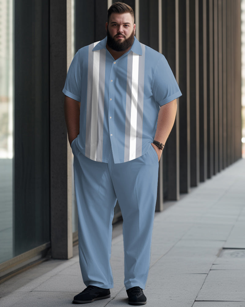 Big & Tall Striped T-Shirt Pants Set for big men view 1