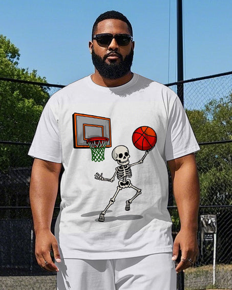 Big & Tall Athletic Skull T-Shirt Pants Set for big men view 2