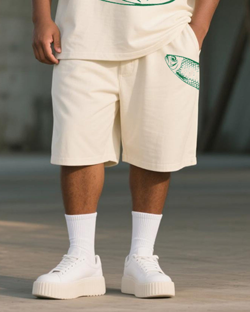 Big & Tall Graphic Vintage T-Shirt Shorts Set for big men view 3