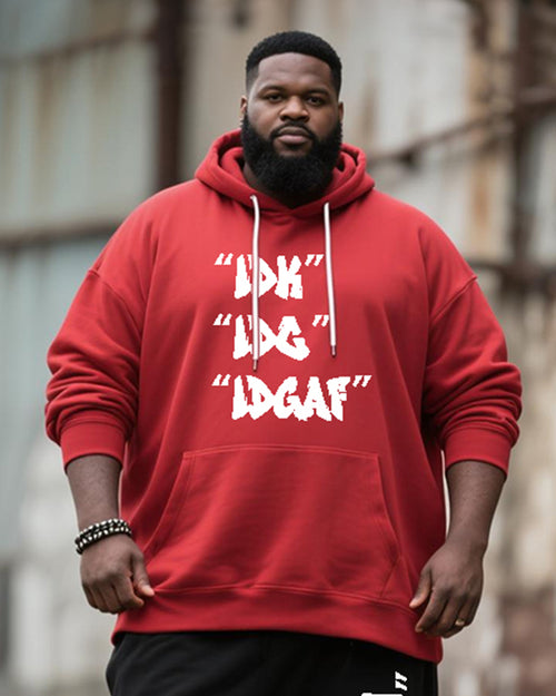 Big & Tall Black Red Graphic Hoodie Sweatpants Set for big men view 2