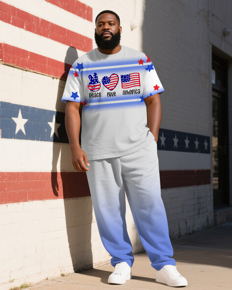 Big & Tall Gradient Graphic T-Shirt Pants Set for big men view 1