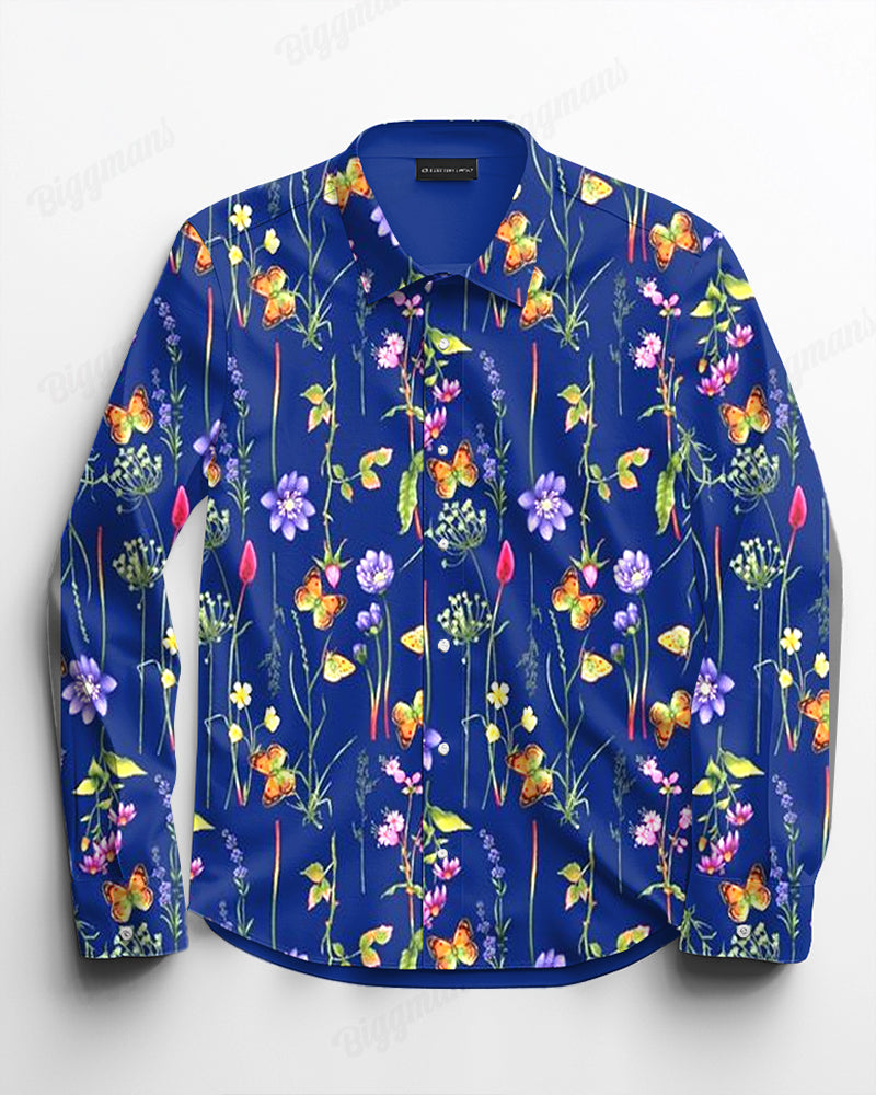 Big & Tall Blue Streetwear Long Sleeve Shirt for big men view 2