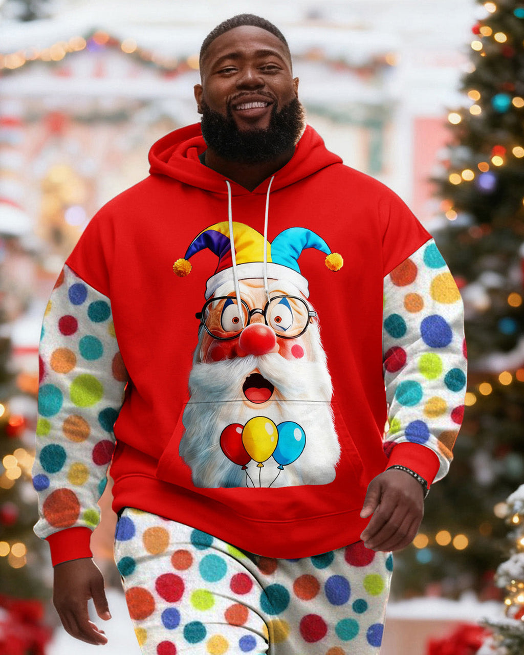 Big & Tall Graffiti Streetwear Hoodie Sweatpants Set for big men view 3