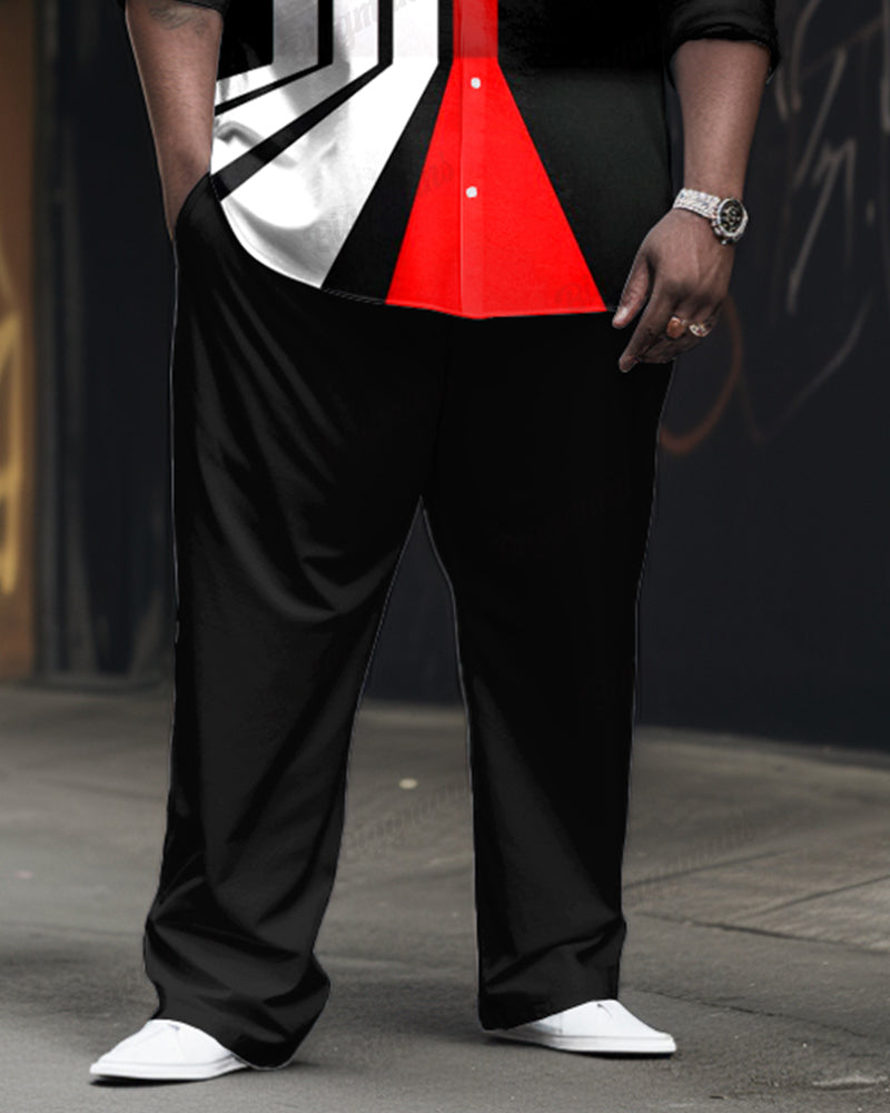 Big & Tall Colorblock Geometric Striped Two-piece Set for big men view 3