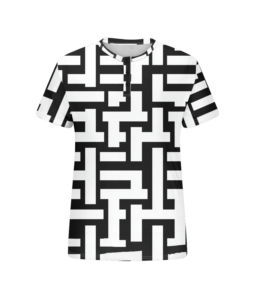 Big & Tall Black White Geometric T-Shirt for big men view 4