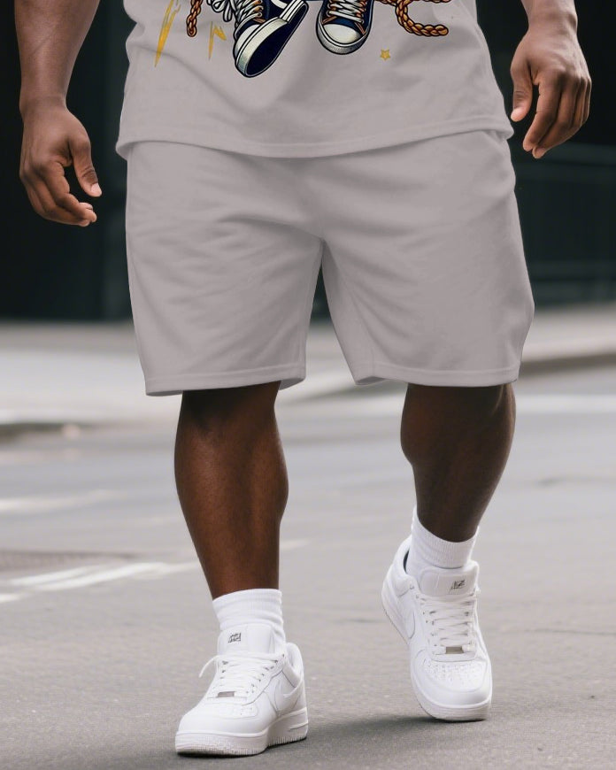 Big & Tall Graphic Streetwear T-Shirt Shorts Set for big men view 3