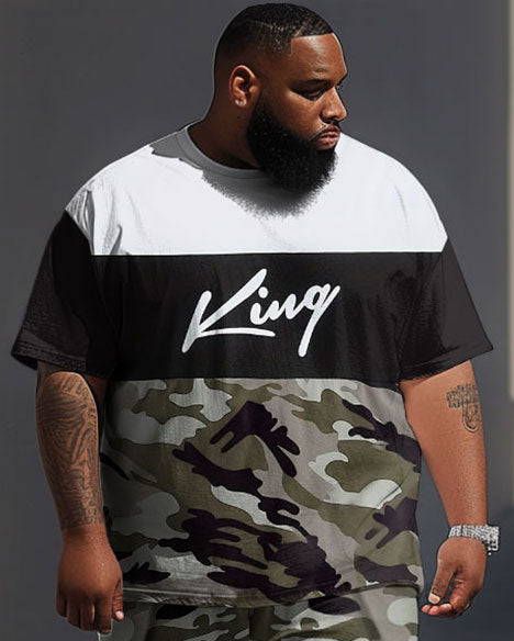 Big & Tall Colorblock Graphic Two-piece Set for big men view 2