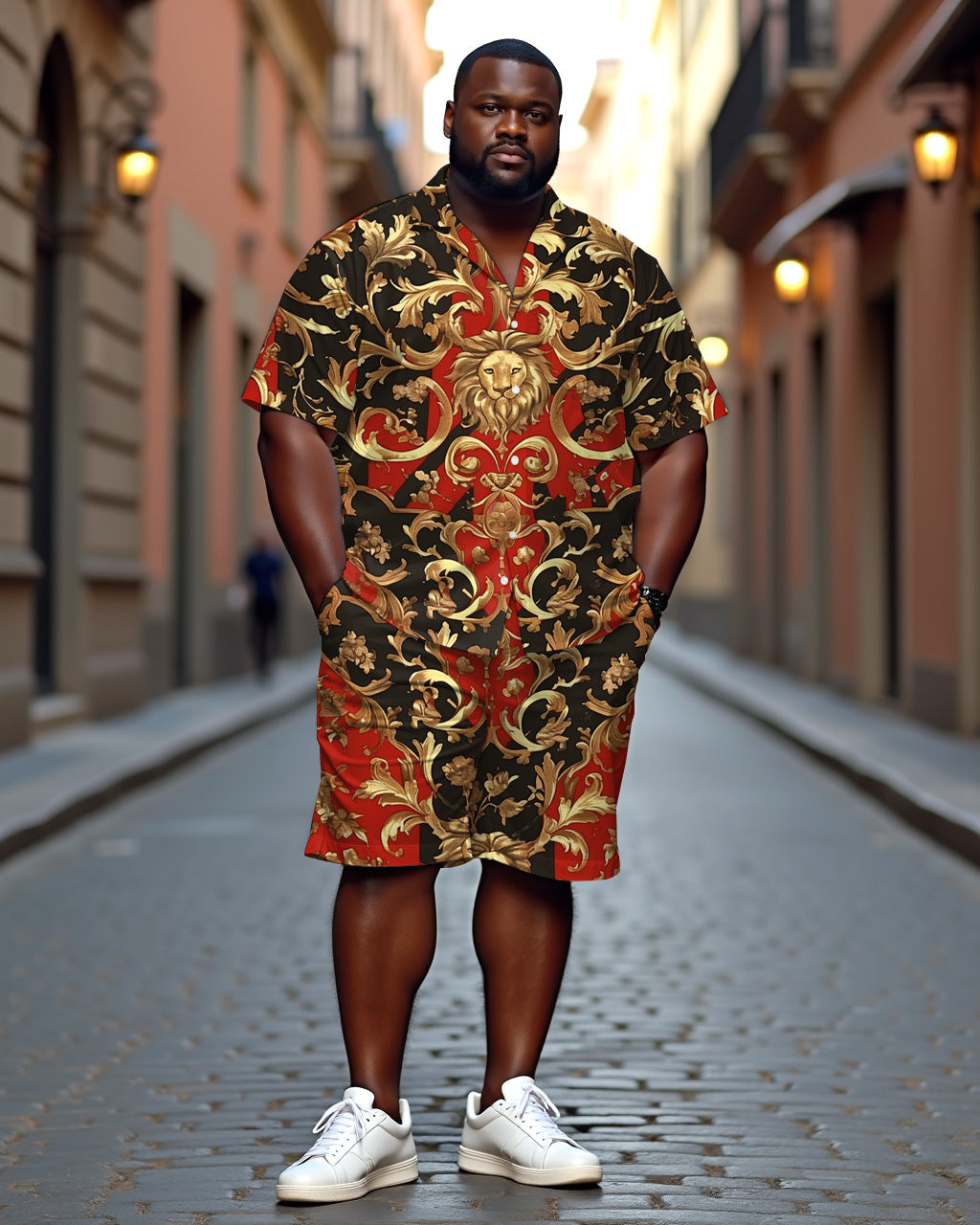 Big & Tall Graphic T-Shirt Shorts Set for big men view 1