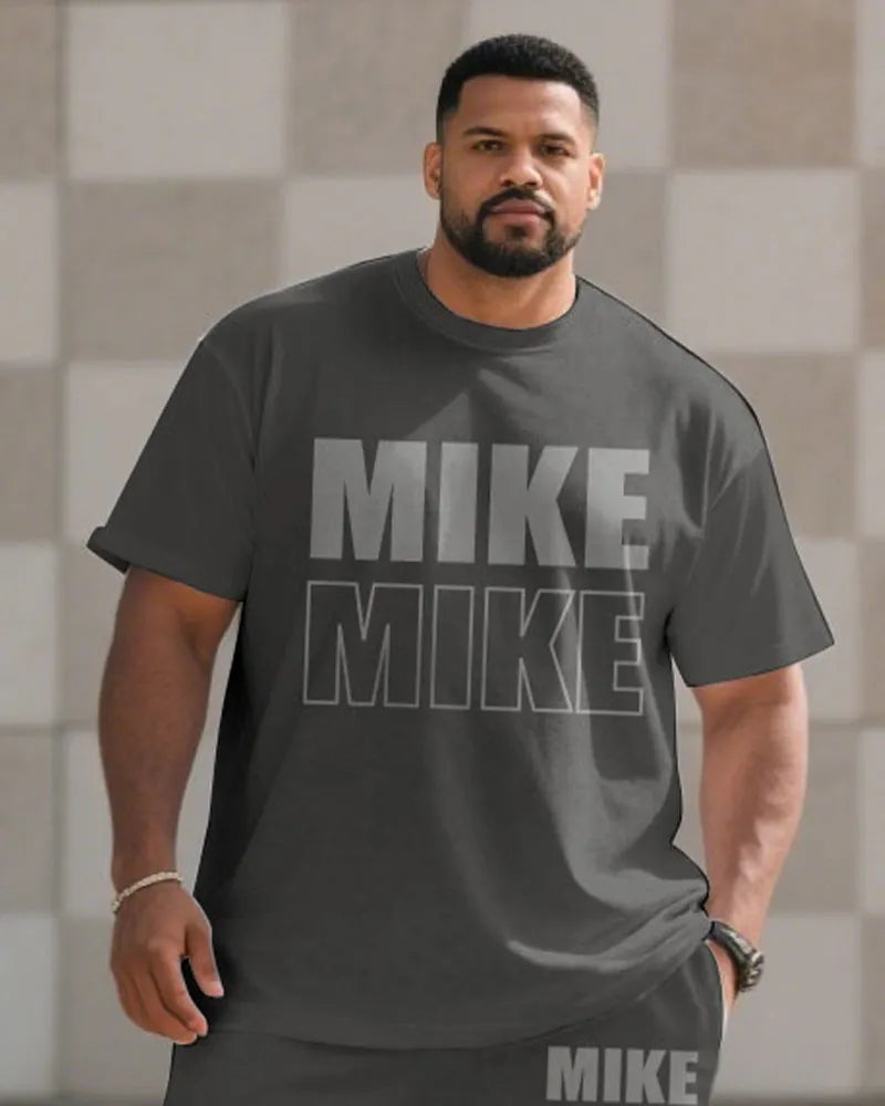 Big & Tall Gray Athletic T-Shirt Shorts Set for big men view 2