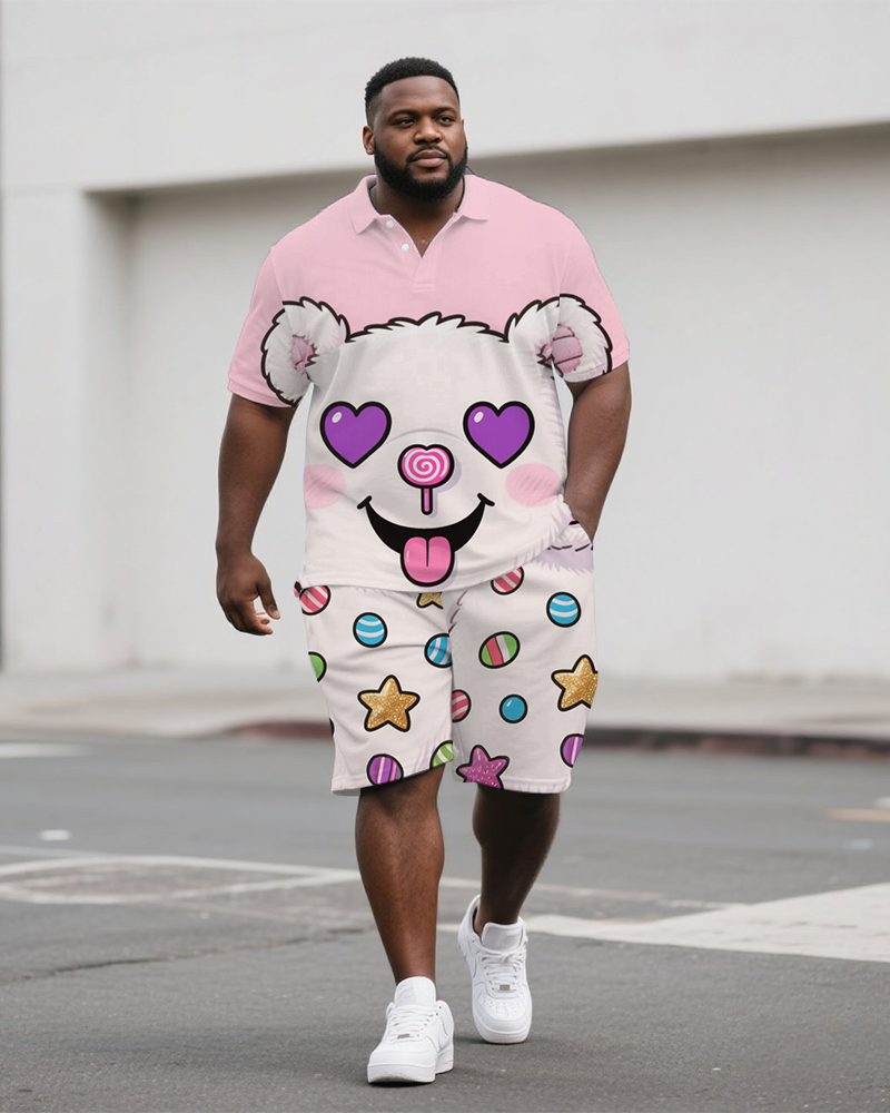Big & Tall Streetwear Polo Shorts Set for big men view 1
