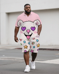 Big & Tall Streetwear Polo Shorts Set for big men view 1