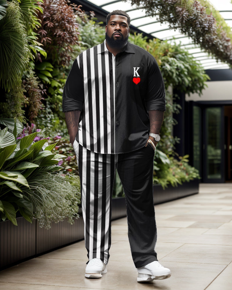 Big & Tall Colorblock Striped T-Shirt Pants Set for big men view 1