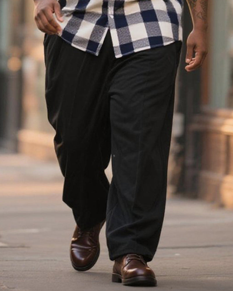 Big & Tall Blue Business Casual T-Shirt Pants Set for big men view 3