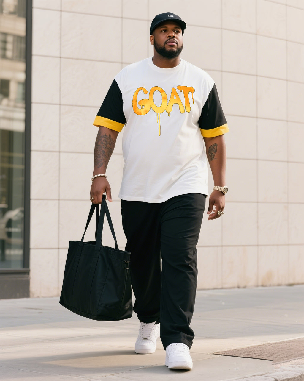 Big & Tall Graffiti Streetwear Two-piece Set for big men view 2