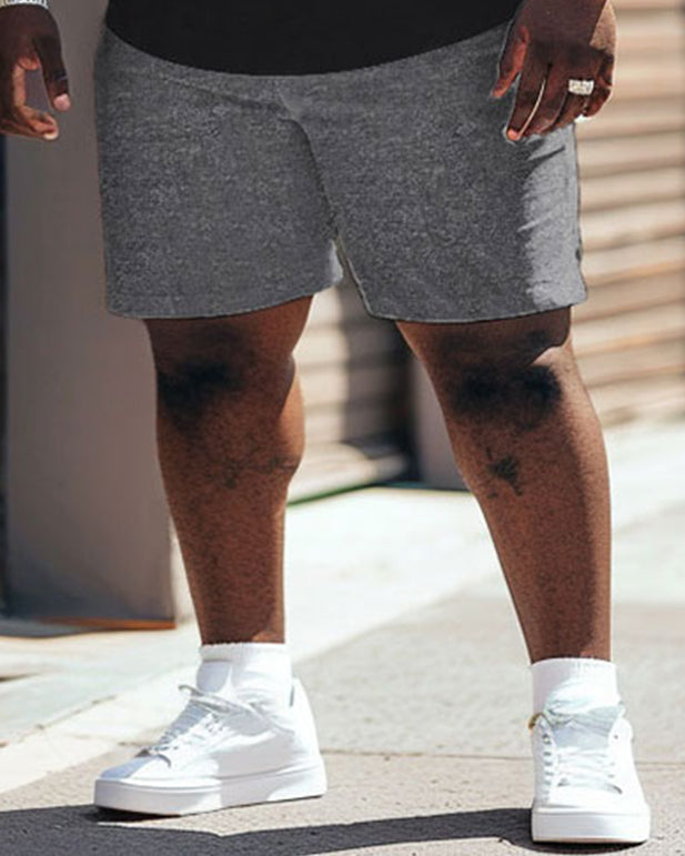 Big & Tall Black White Colorblock Two-piece Set for big men view 4
