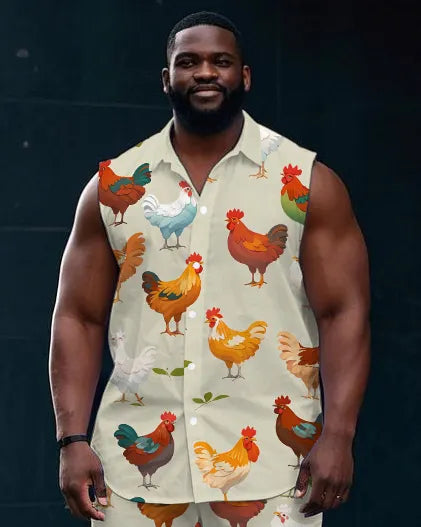 Big & Tall Streetwear T-Shirt Shorts Set for big men view 2
