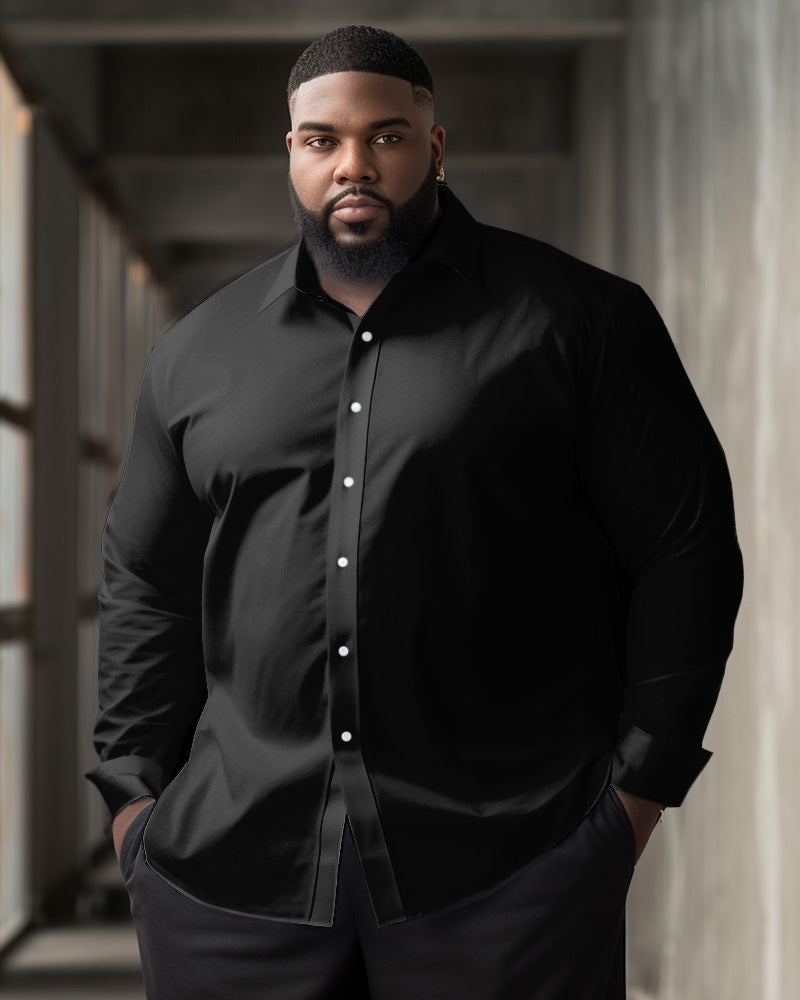 Big & Tall Solid Color Long Sleeve Shirt for big men view 8