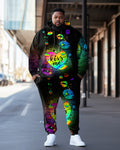 Big & Tall Graffiti Athletic Hoodie Sweatpants Set for big men view 1