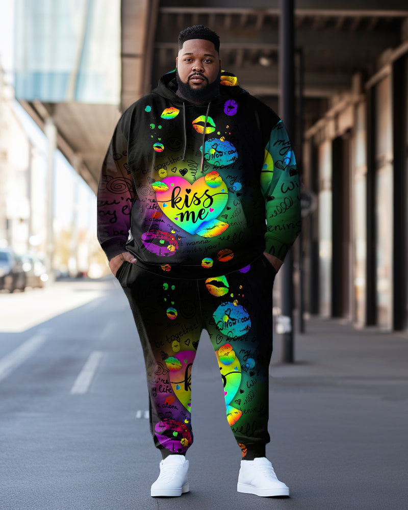 Big & Tall Graffiti Athletic Hoodie Sweatpants Set for big men view 1
