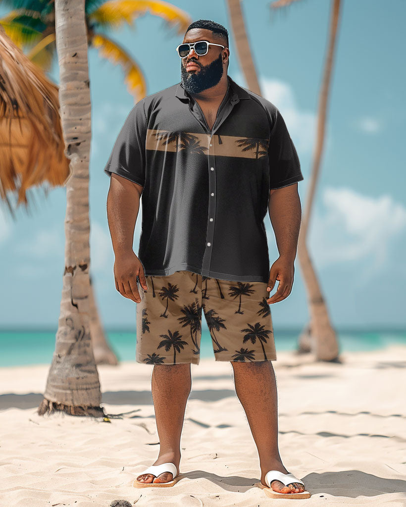 Big & Tall Hawaiian Graphic T-Shirt Shorts Set for big men view 1