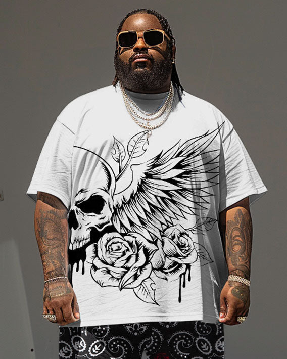 Big & Tall Graphic Streetwear T-Shirt Shorts Set for big men view 2