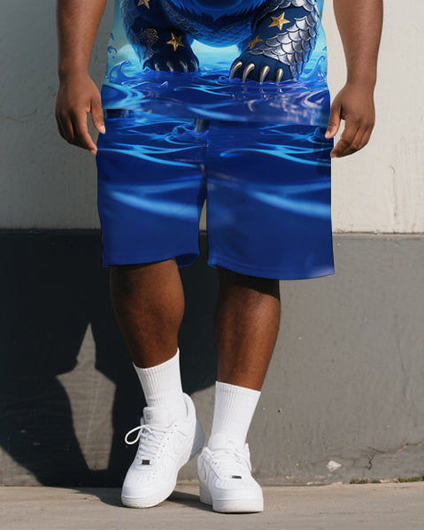 Big & Tall Streetwear Polo Shorts Set for big men view 3