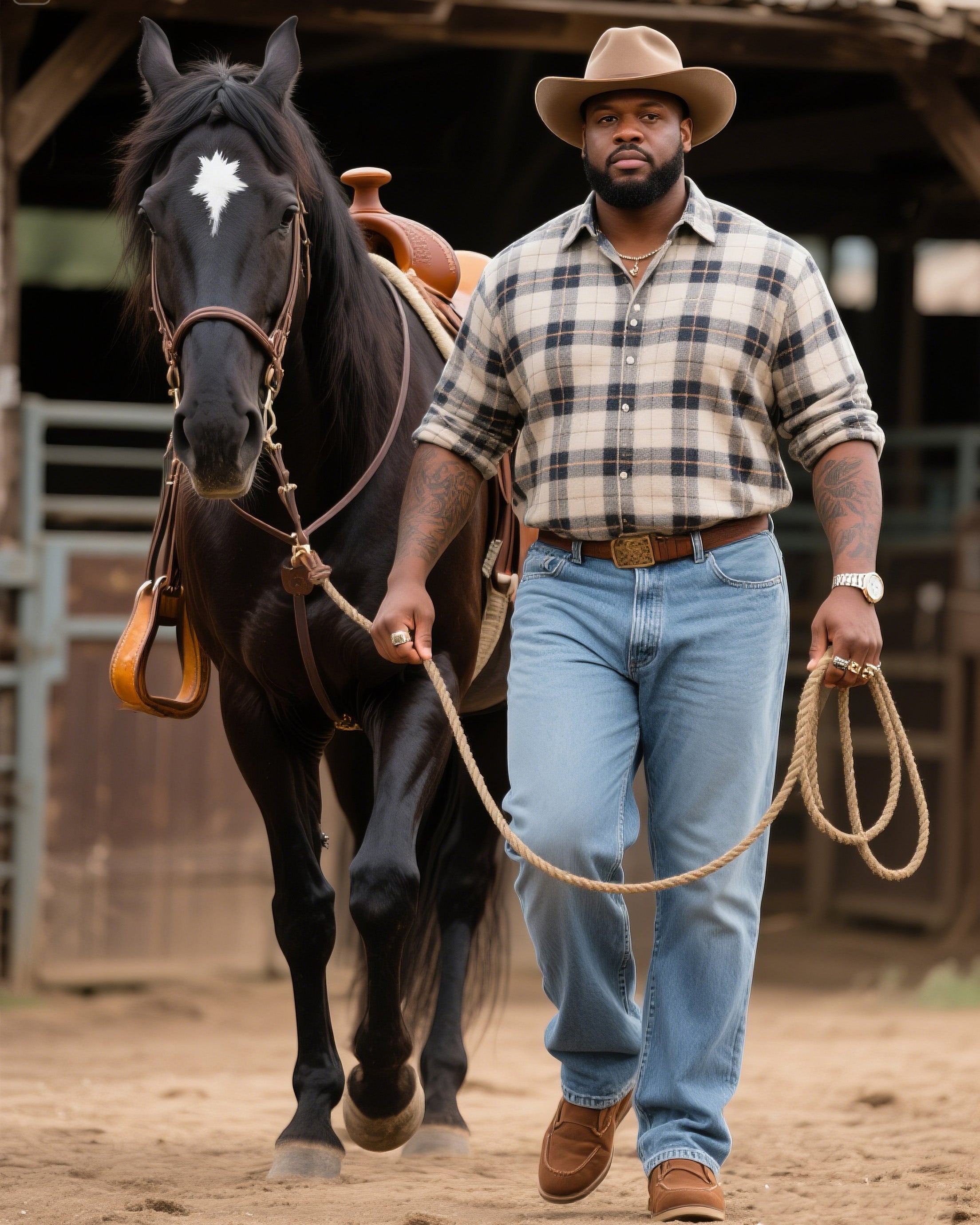 Big & Tall Black Western Denim Jeans for big men view 1