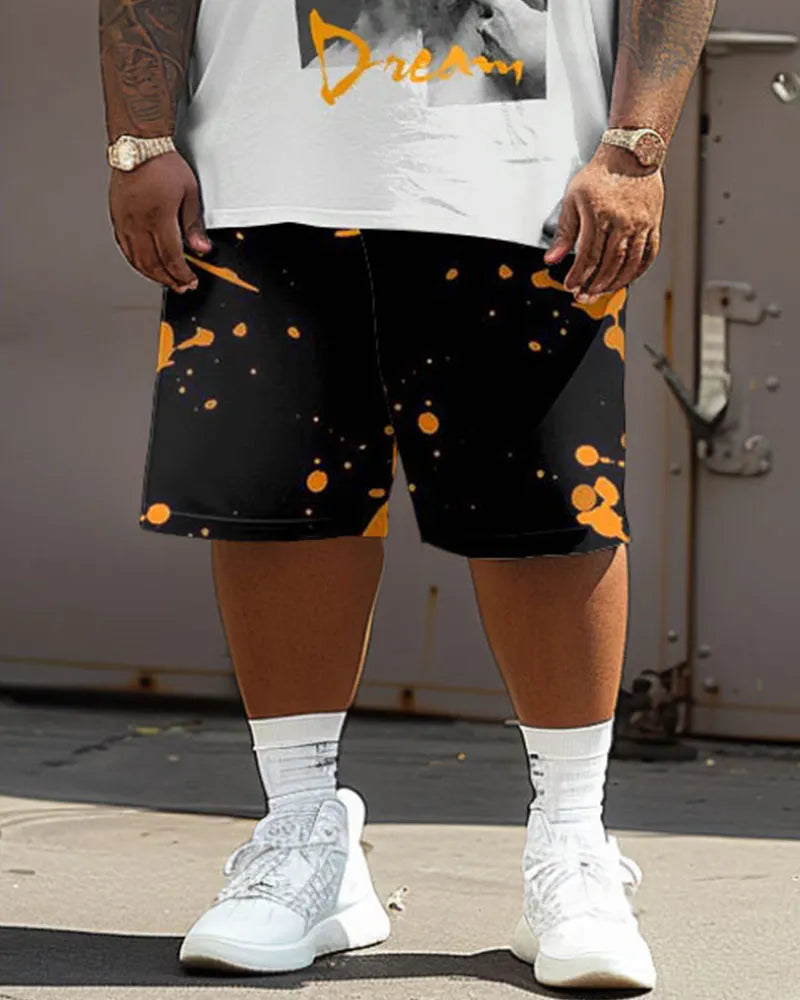 Big & Tall Graphic Vintage T-Shirt Shorts Set for big men view 4