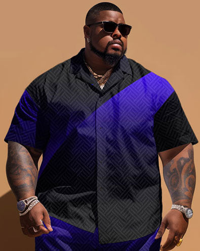 Big & Tall Gradient T-Shirt Shorts Set for big men view 2