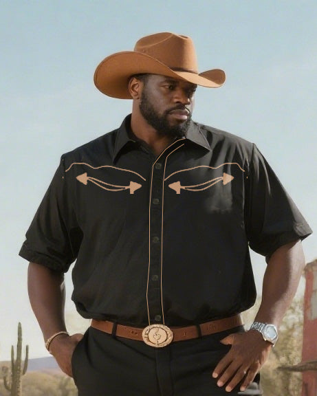 Big & Tall Western T-Shirt Pants Set for big men view 2