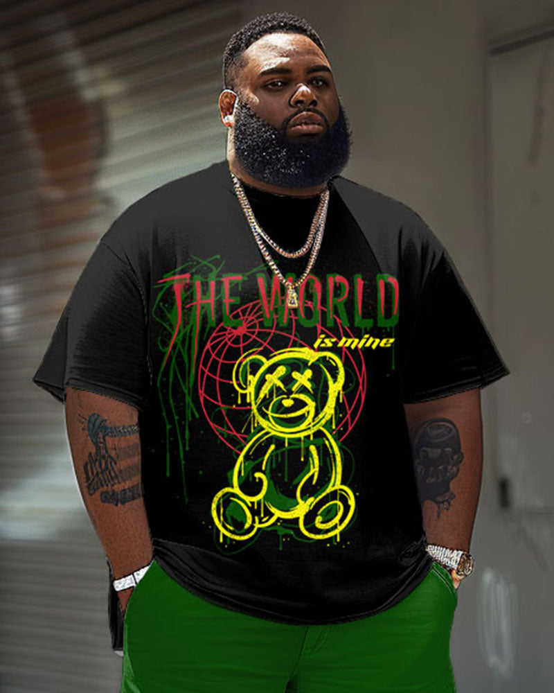 Big & Tall Graphic Graffiti T-Shirt Shorts Set for big men view 3