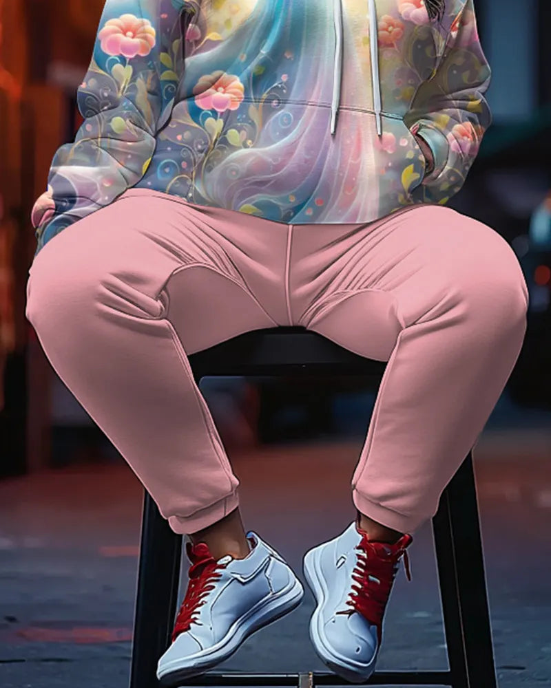 Big & Tall Floral Hoodie Sweatpants Set for big men view 2
