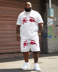 Big & Tall Graphic Streetwear T-Shirt Shorts Set for big men view 2