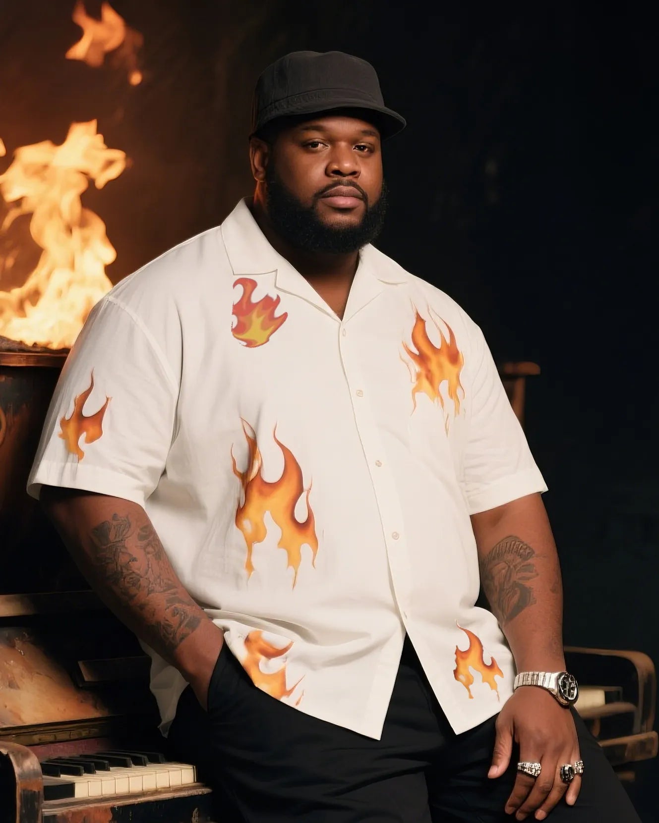 Big & Tall Vintage T-Shirt Pants Set for big men view 1