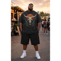 Big & Tall Black Hawaiian T-Shirt Shorts Set for big men view 1